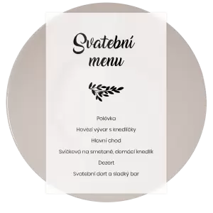 Plexi svatební menu TOMA