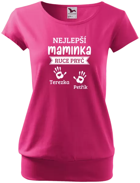 Dámské tričko Nejlepší maminka, ruce pryč - 2 děti