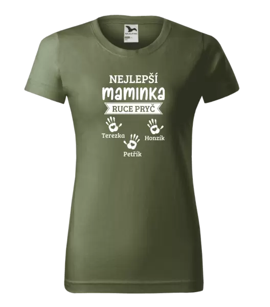 Dámské tričko Nejlepší maminka, ruce pryč - 3 děti