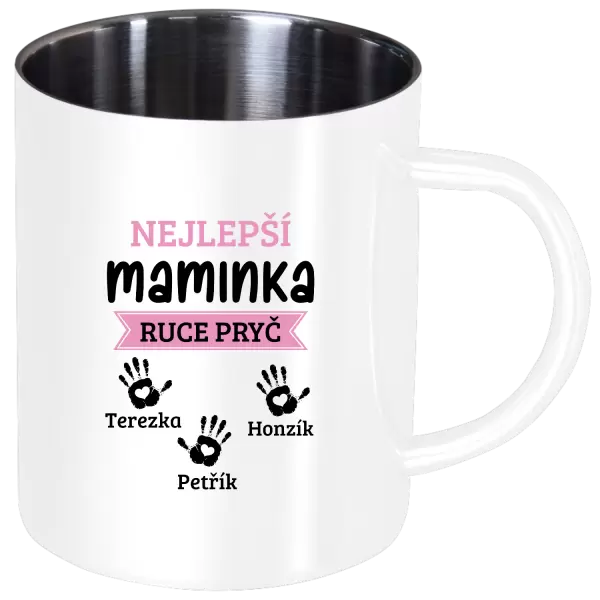 Nerezový hrnek Nejlepší maminka, ruce pryč - 3 děti