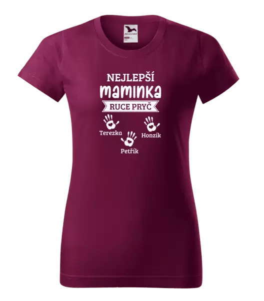 Dámské tričko Nejlepší maminka, ruce pryč - 3 děti