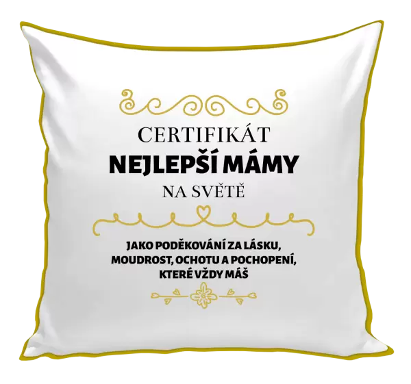 Polštář Certifikát nejlepší mámy na světě