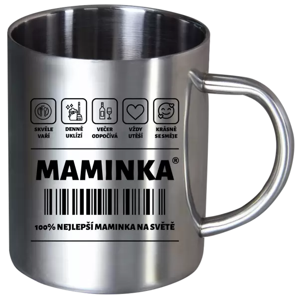 Nerezový hrnek Čárový kód - maminka