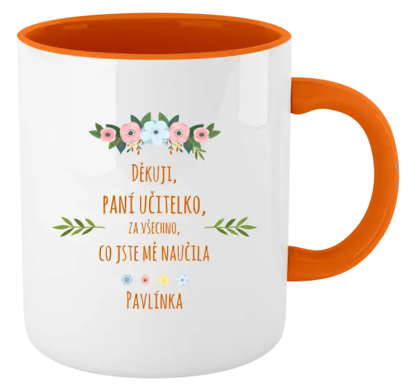 Hrnek Děkuji, paní učitelko, za všechno, co jste mě naučila se jménem