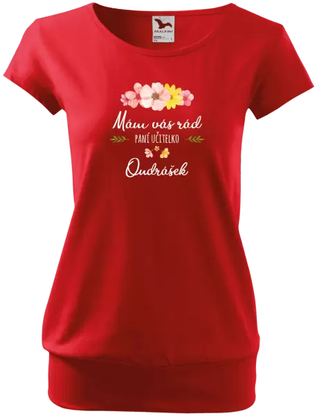 Dámské tričko Mám vás rád, paní učitelko - jméno