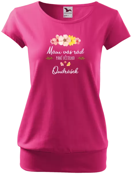 Dámské tričko Mám vás rád, paní učitelko - jméno
