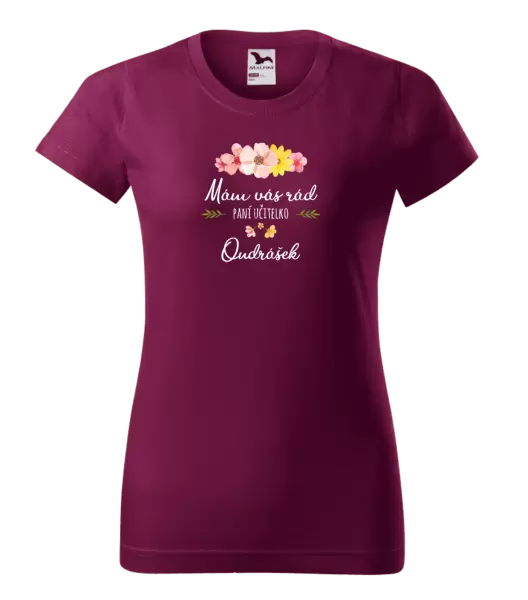 Dámské tričko Mám vás rád, paní učitelko - jméno