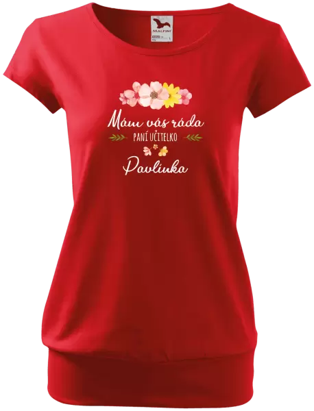 Dámské tričko Mám vás ráda, paní učitelko - jméno