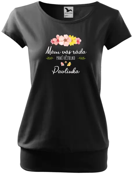 Dámské tričko Mám vás ráda, paní učitelko - jméno