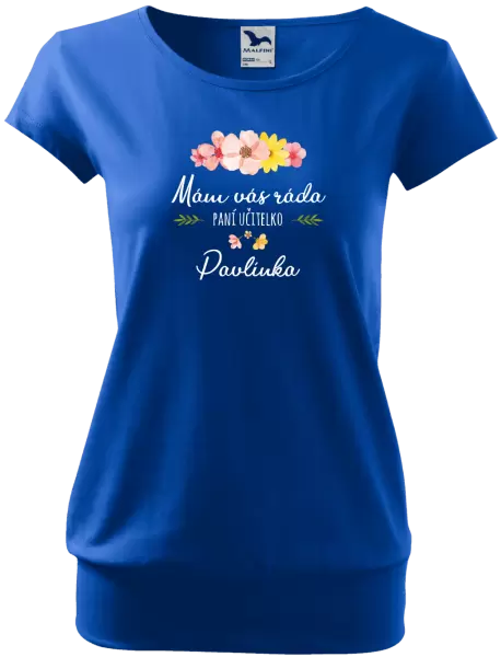 Dámské tričko Mám vás ráda, paní učitelko - jméno