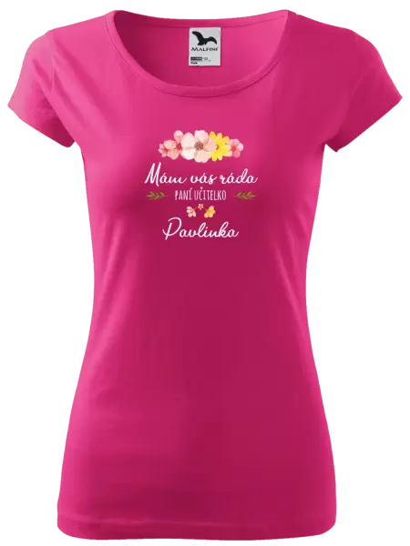 Dámské tričko Mám vás ráda, paní učitelko - jméno