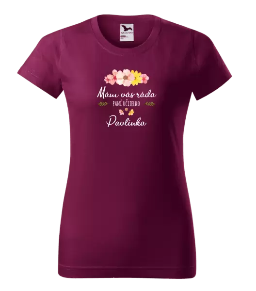Dámské tričko Mám vás ráda, paní učitelko - jméno
