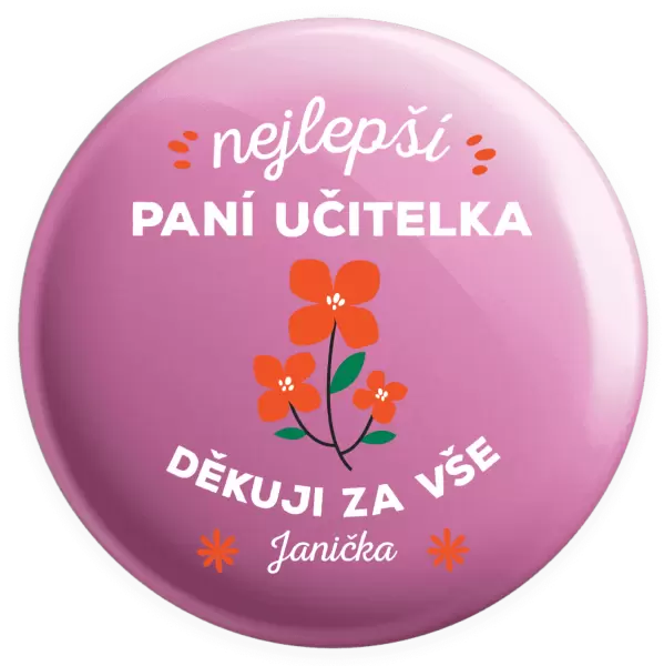 Placka Nejlepší paní učitelka - Jméno