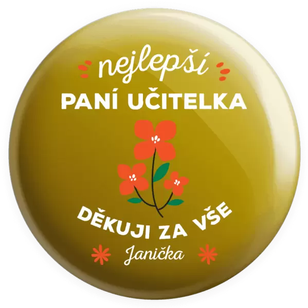 Placka Nejlepší paní učitelka - Jméno