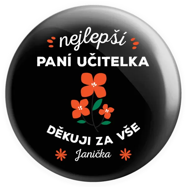 Placka Nejlepší paní učitelka - Jméno