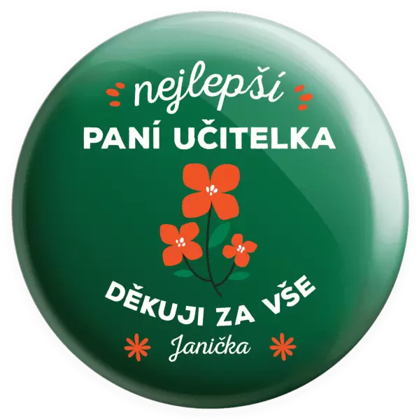 Placka Nejlepší paní učitelka - Jméno