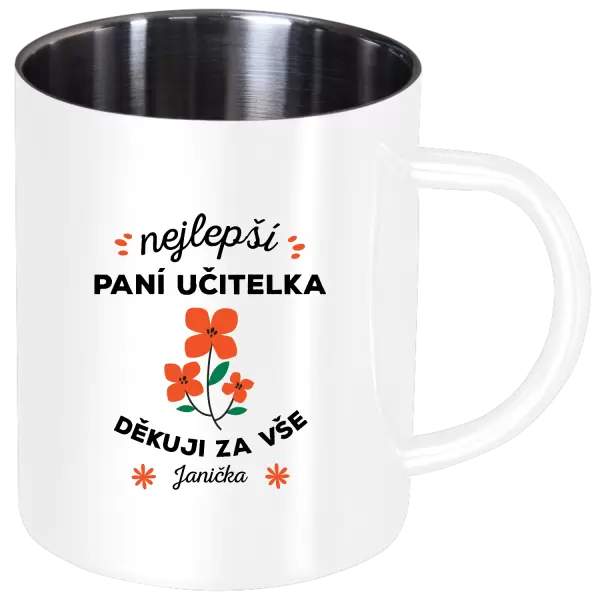 Nerezový hrnek Nejlepší paní učitelka - Jméno