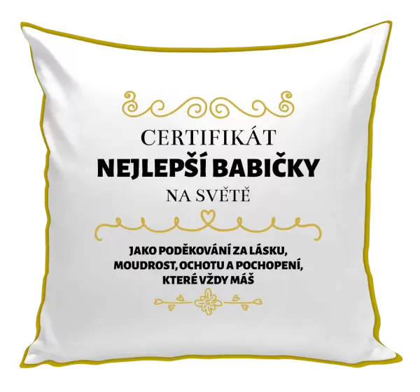 Polštář Certifikát nejlepší babičky na světě