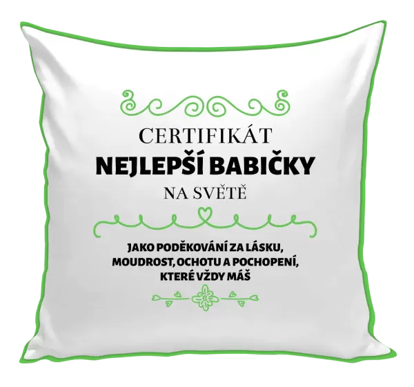 Polštář Certifikát nejlepší babičky na světě