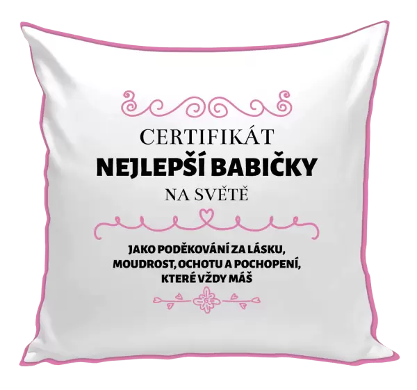 Polštář Certifikát nejlepší babičky na světě