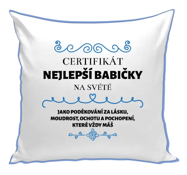 Polštář Certifikát nejlepší babičky na světě