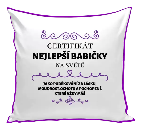 Polštář Certifikát nejlepší babičky na světě
