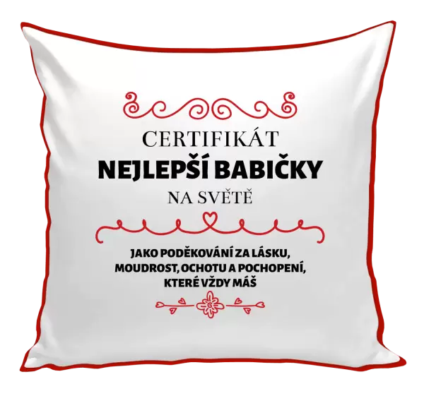 Polštář Certifikát nejlepší babičky na světě