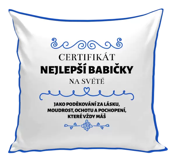 Polštář Certifikát nejlepší babičky na světě