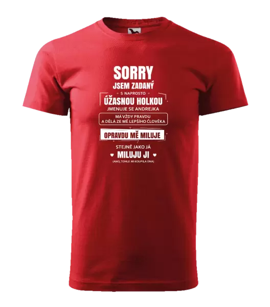 Pánské tričko Sorry, jsem zadaný