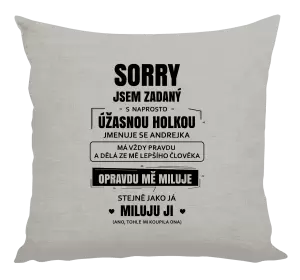 Polštář Sorry, jsem zadaný