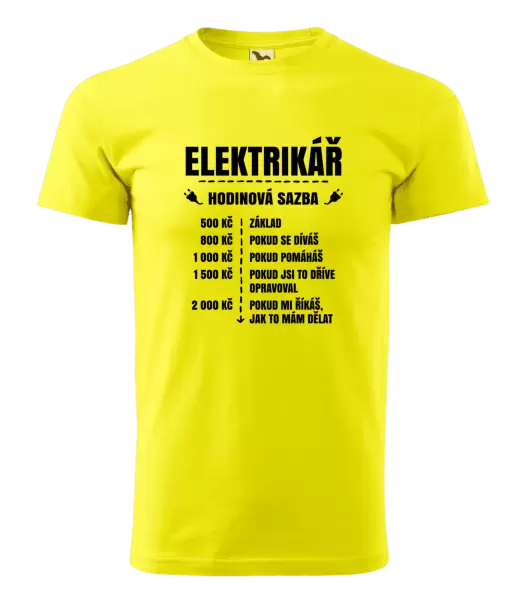 Pánské tričko Hodinová sazba - elektrikář