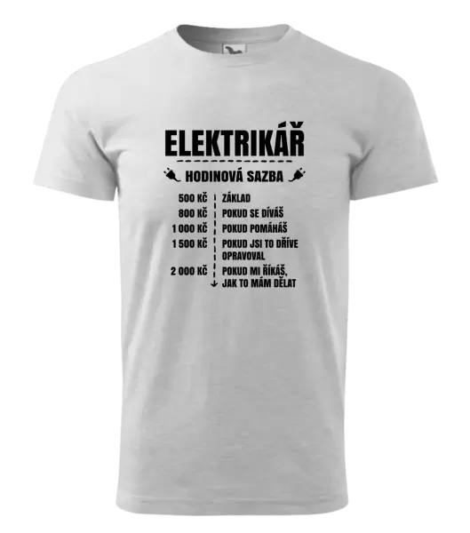 Pánské tričko Hodinová sazba - elektrikář