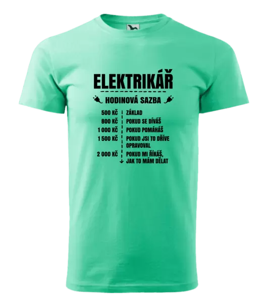 Pánské tričko Hodinová sazba - elektrikář