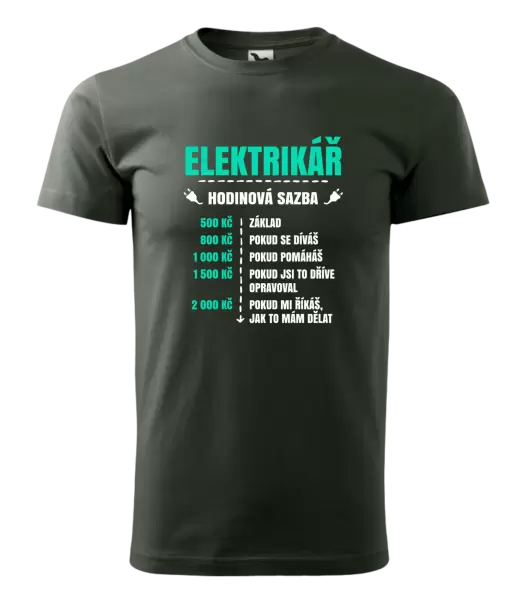 Pánské tričko Hodinová sazba - elektrikář
