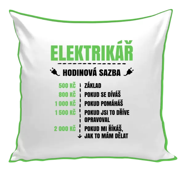 Polštář Hodinová sazba - elektrikář