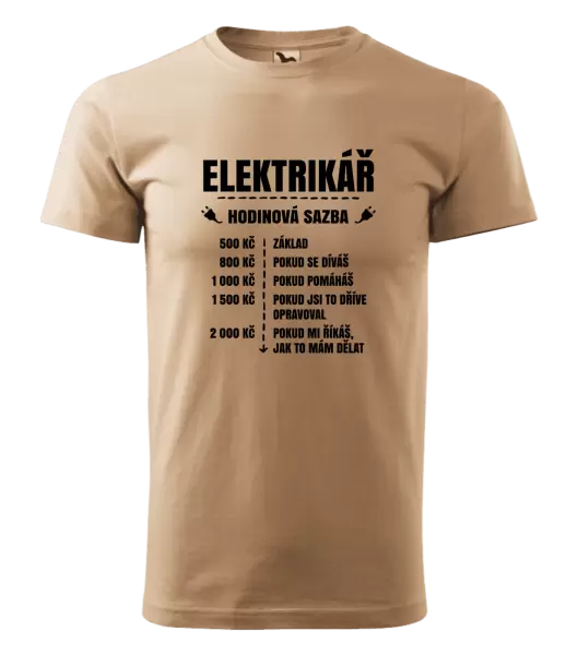 Pánské tričko Hodinová sazba - elektrikář