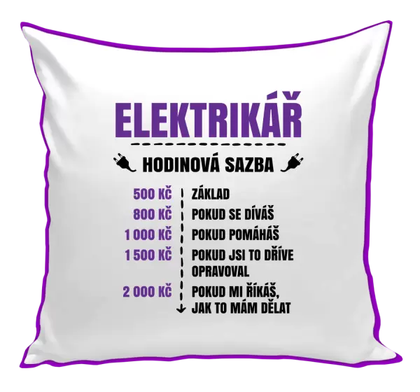 Polštář Hodinová sazba - elektrikář