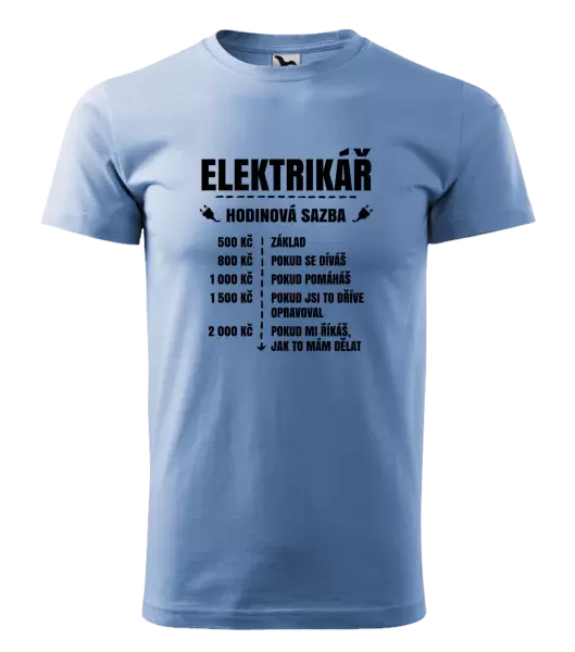 Pánské tričko Hodinová sazba - elektrikář