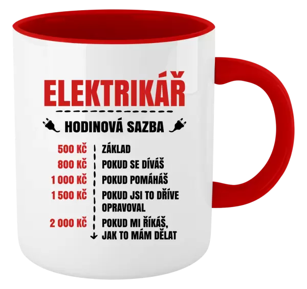 Hrnek Hodinová sazba - elektrikář