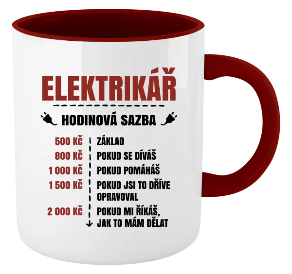 Hrnek Hodinová sazba - elektrikář