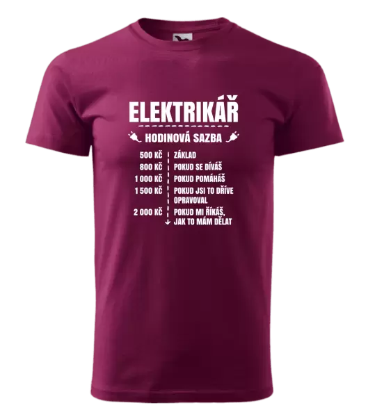 Pánské tričko Hodinová sazba - elektrikář