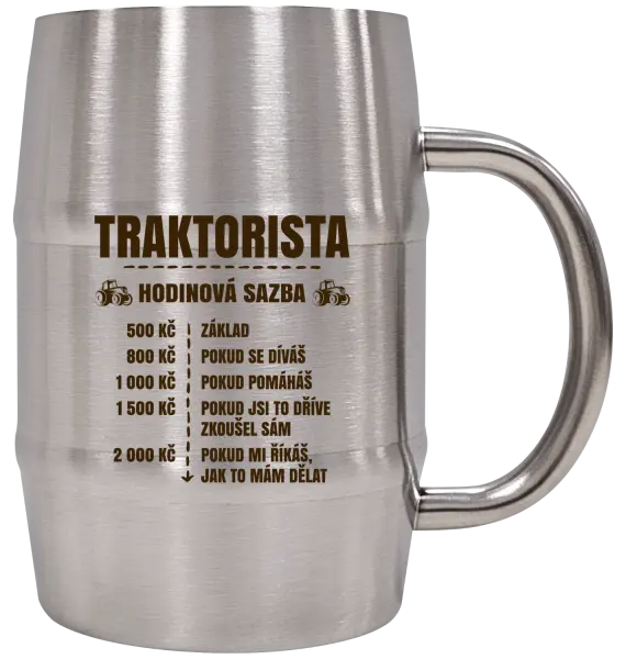Nerezový chladicí půllitr Hodinová sazba - traktorista