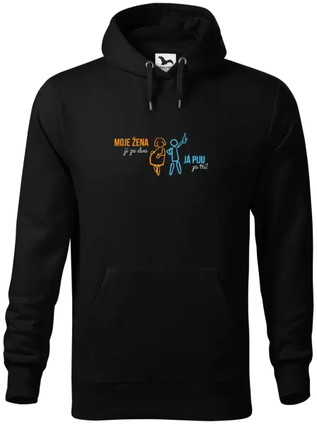 Pánská mikina Moje žena jí za dva, já piju za tři!