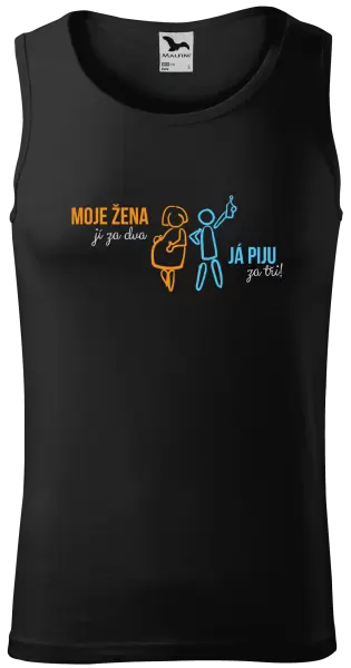 Pánské tílko Moje žena jí za dva, já piju za tři!