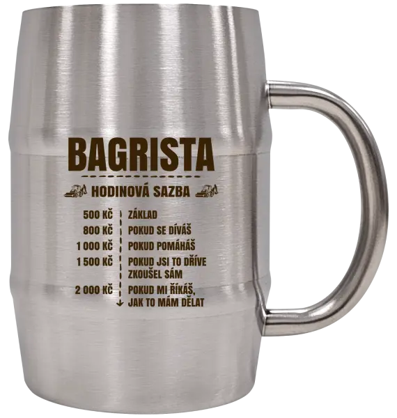 Nerezový chladicí půllitr Hodinová sazba - bagrista