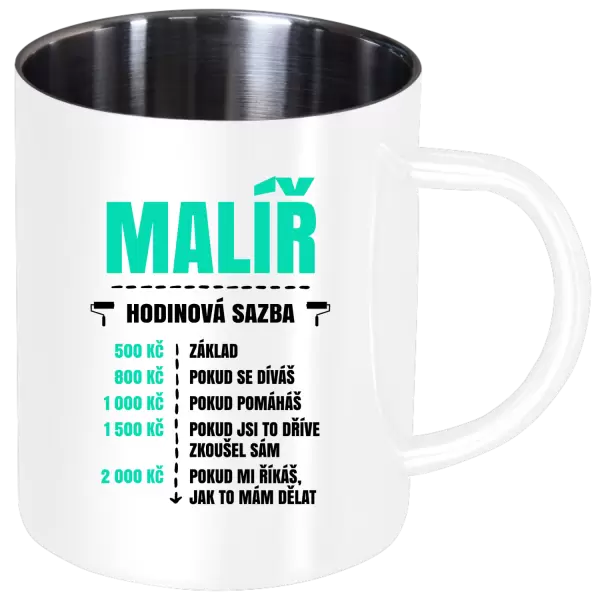 Nerezový hrnek Hodinová sazba - malíř
