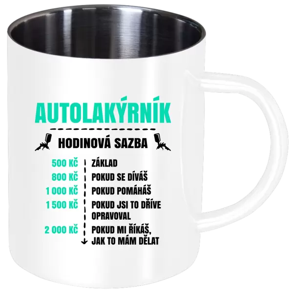Nerezový hrnek Hodinová sazba - autolakýrník