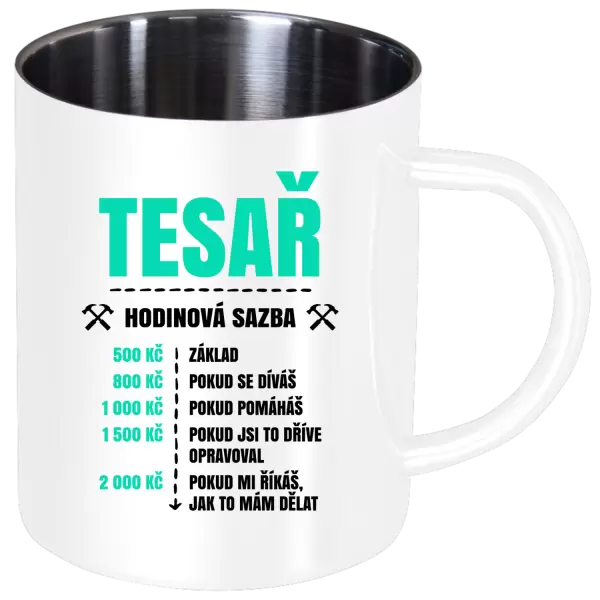 Nerezový hrnek Hodinová sazba - tesař