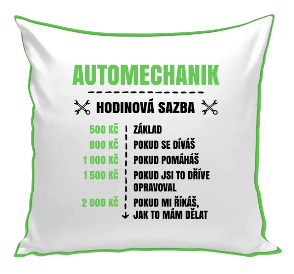 Polštář Hodinová sazba - automechanik