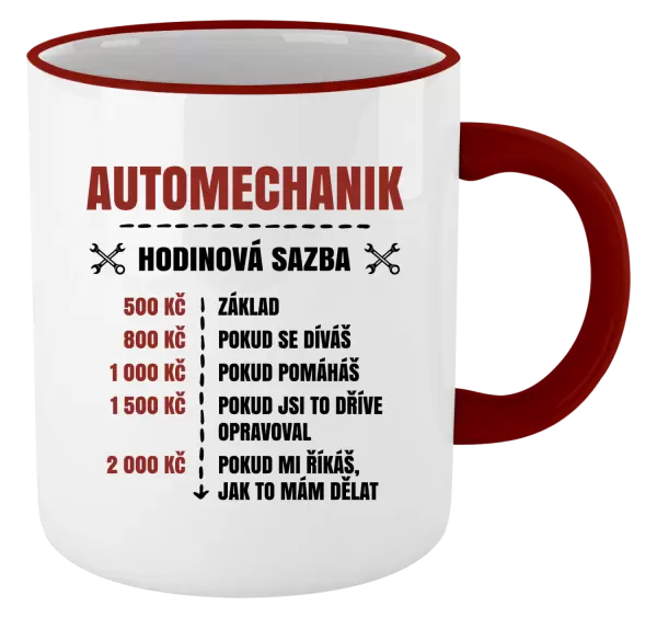 Hrnek Hodinová sazba - automechanik